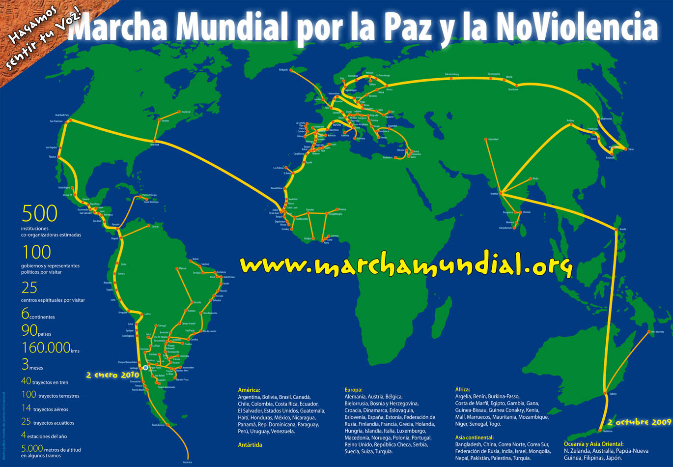 Itinerario Marcha Mundial por la Paz 2009